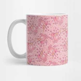 Pink Cat with Violin Pattern Mug